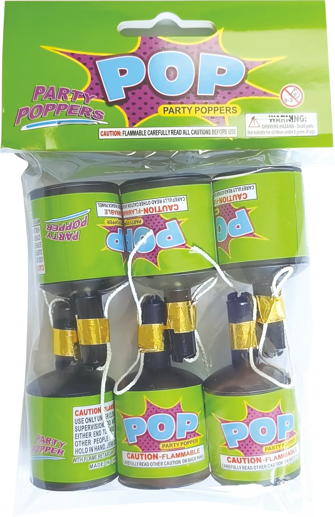 CHAMPAGNE PARTY POPPERS 6PK