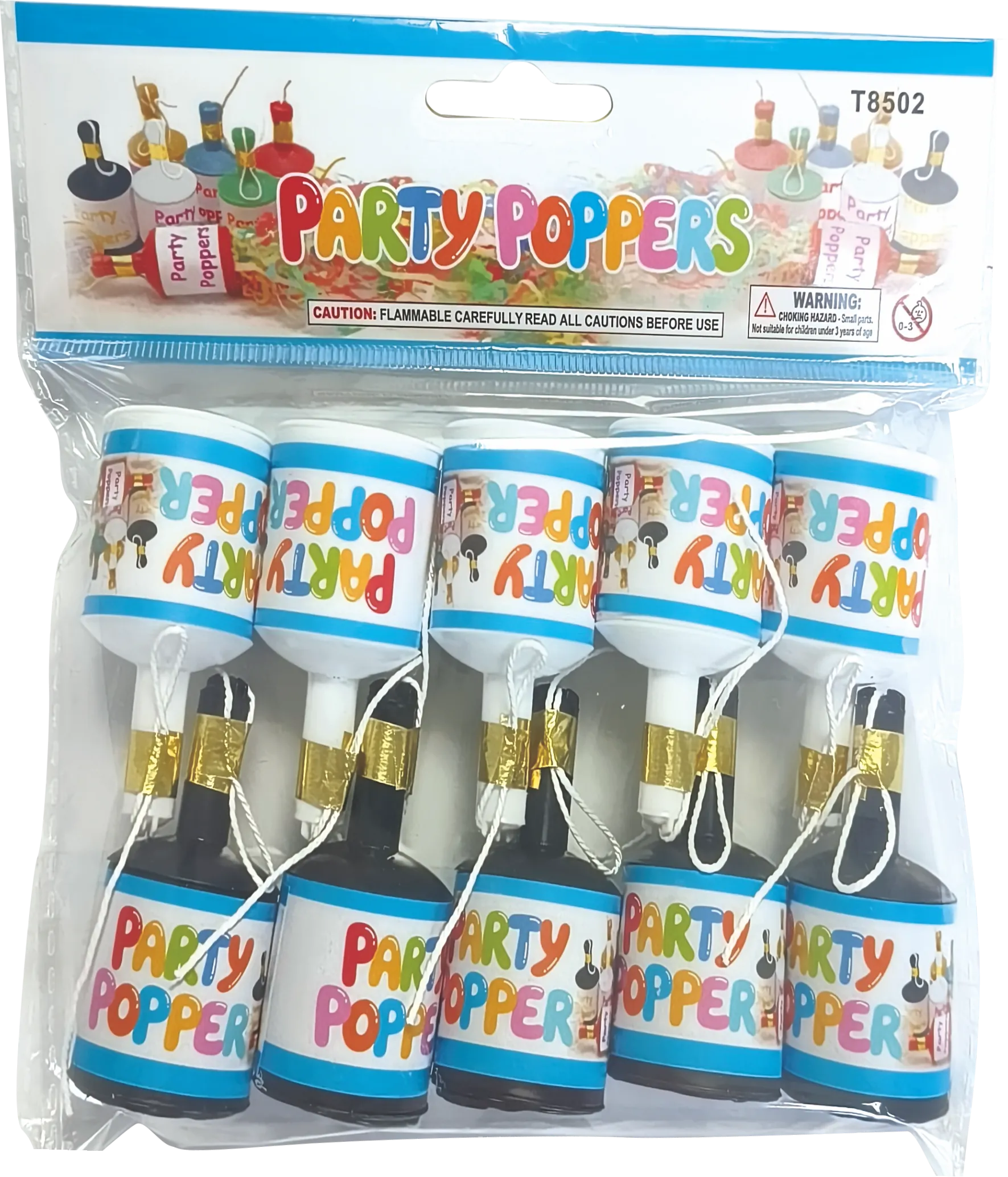 CHAMPAGNE PARTY POPPERS 10PK